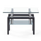 HomeRoots Dark Walnut Legs End Table With Rectangular Clear Glass Top