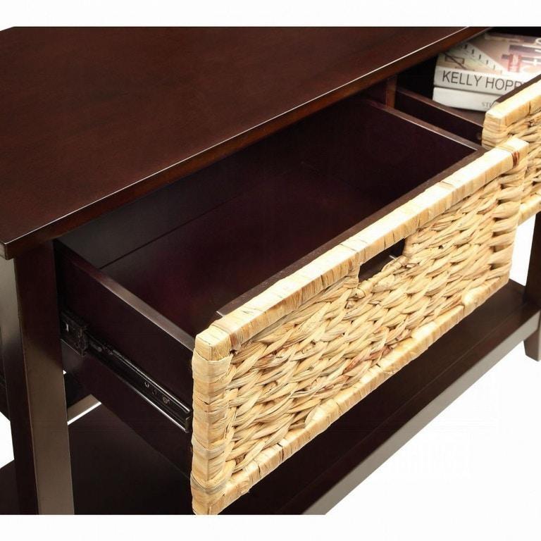 HomeRoots Dark Wood Console Table with Basket Drawers