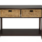 HomeRoots Dark Wood Console Table with Basket Drawers