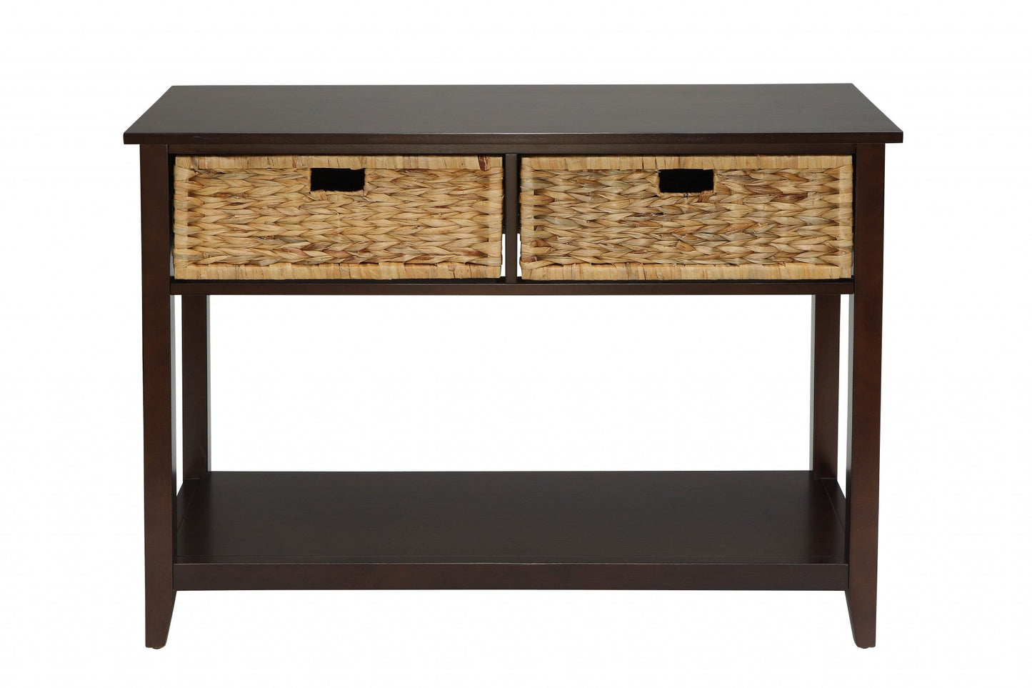 HomeRoots Dark Wood Console Table with Basket Drawers