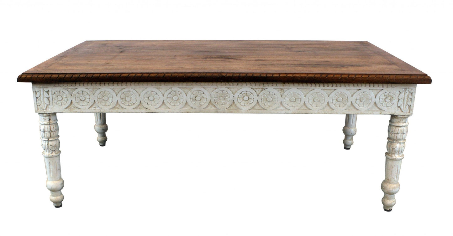 HomeRoots Decorative Coffee Table With Brown and White Finish