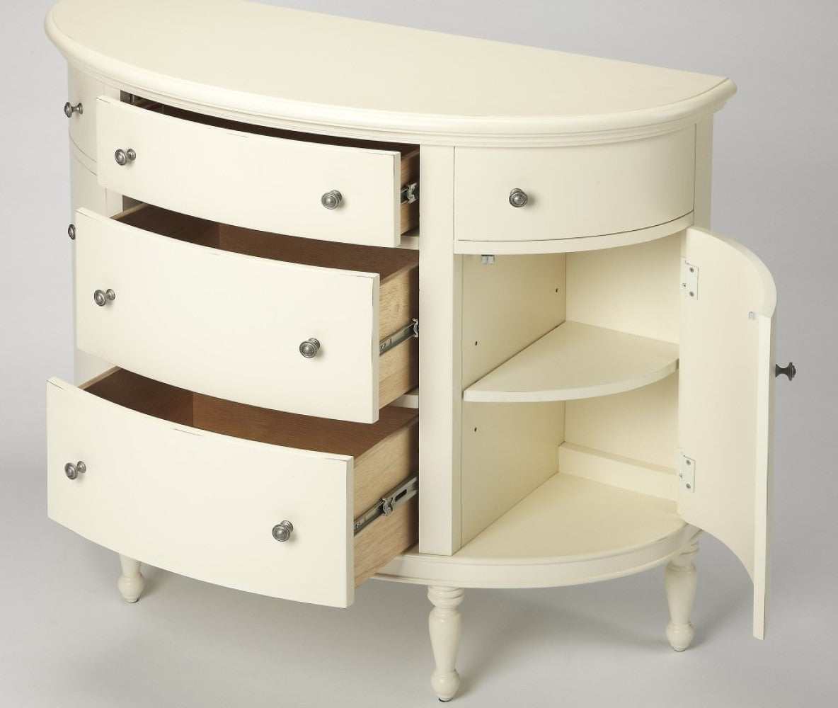 HomeRoots Demilune Console Chest in White Finish