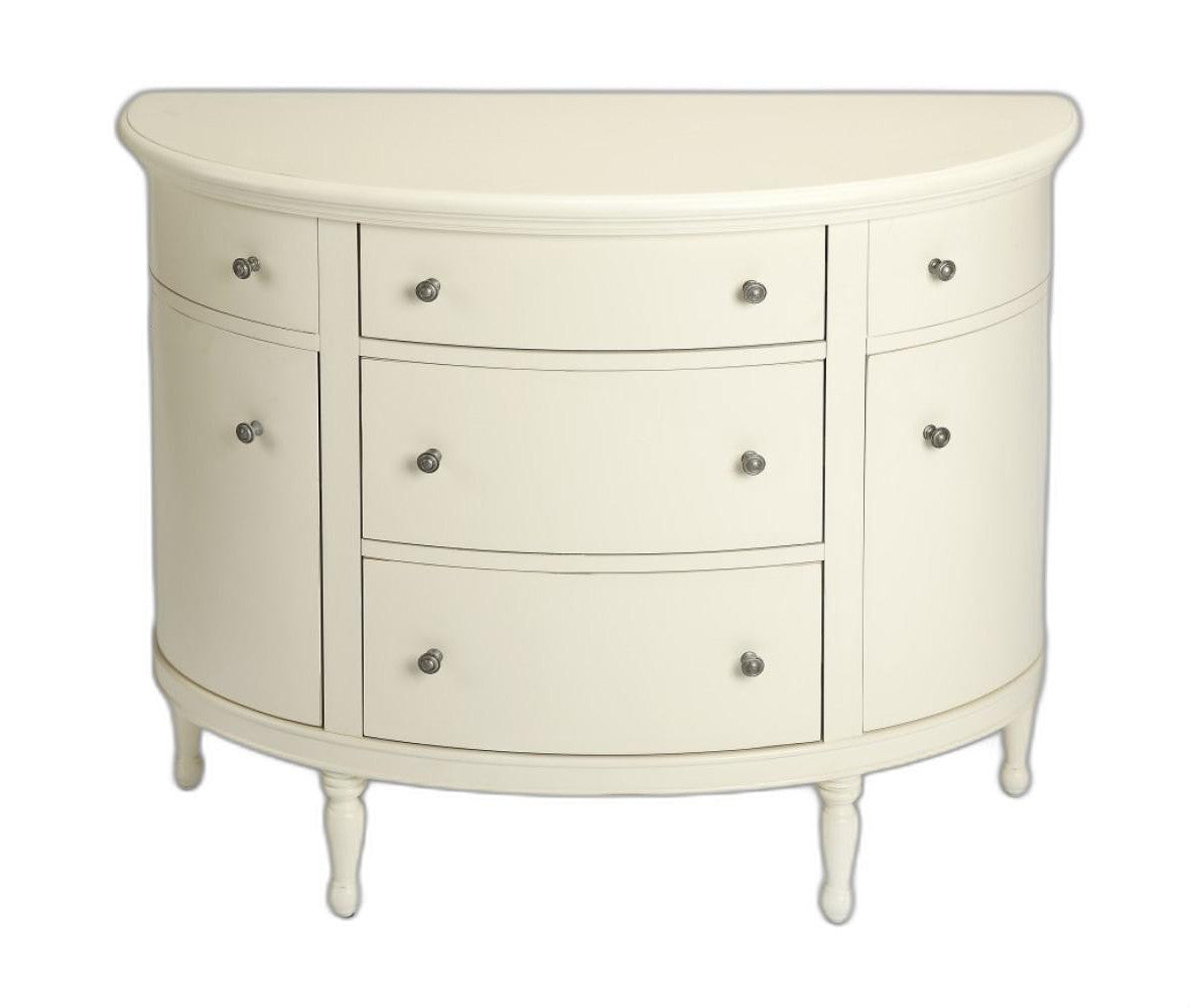 HomeRoots Demilune Console Chest in White Finish