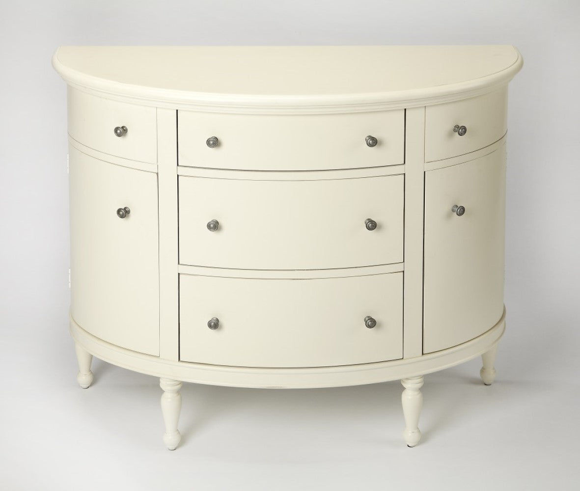 HomeRoots Demilune Console Chest in White Finish
