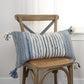 HomeRoots Denim Blue Repurposed Woven Strips Lumbar Pillow