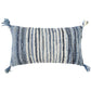 HomeRoots Denim Blue Repurposed Woven Strips Lumbar Pillow