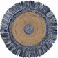 HomeRoots Denim and Natural Jute Fringed Round Rug