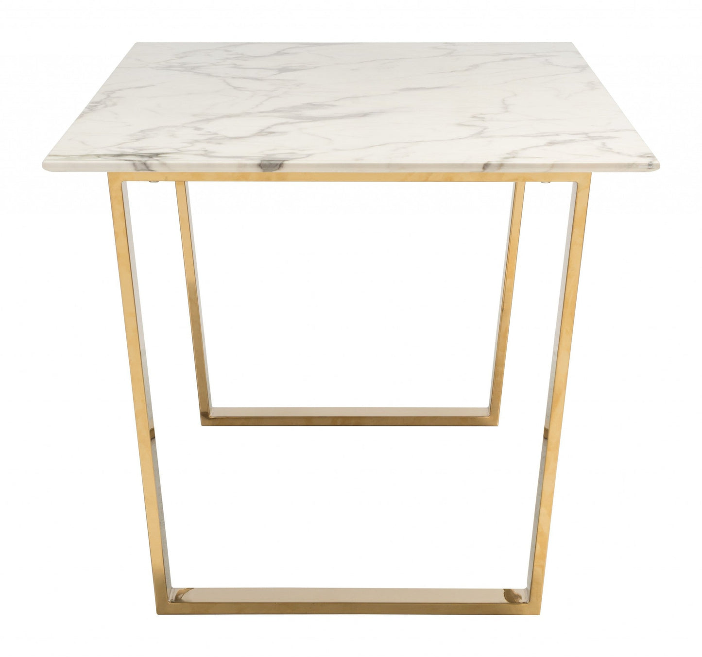 HomeRoots Designer's Choice White Faux Marble Dining Table With Gold Base Finish