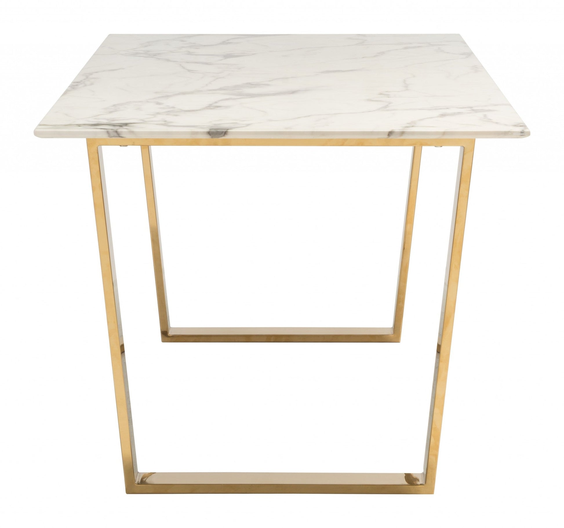 HomeRoots Designer's Choice White Faux Marble Dining Table With Gold Base Finish