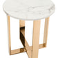 HomeRoots Designer's Choice White Faux Marble and Gold End Table