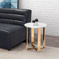 HomeRoots Designer's Choice White Faux Marble and Gold End Table