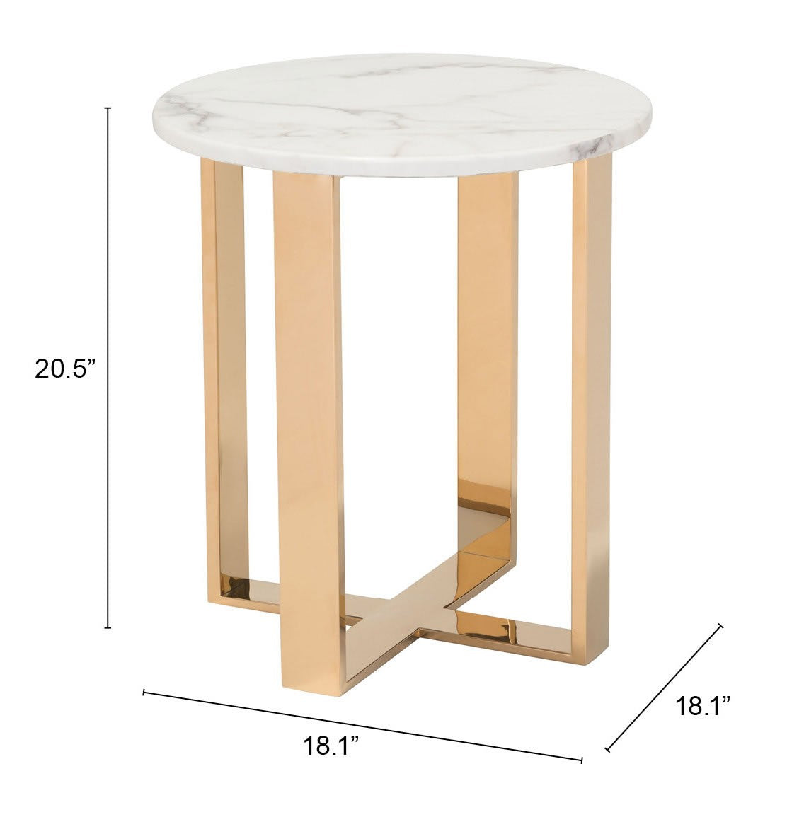 HomeRoots Designer's Choice White Faux Marble and Gold End Table