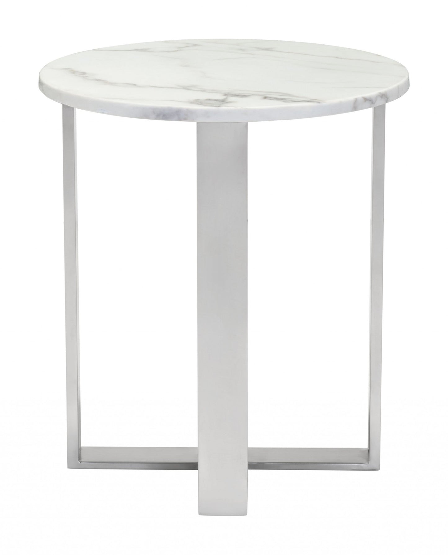 HomeRoots Designer's Choice White Faux Marble and Steel End Table