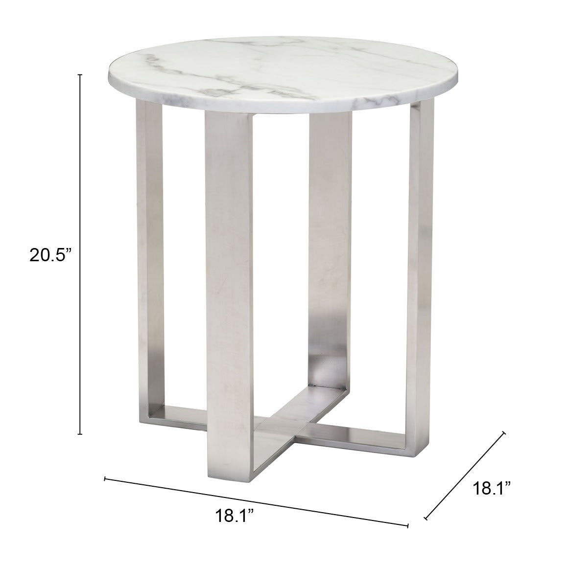 HomeRoots Designer's Choice White Faux Marble and Steel End Table