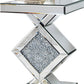 HomeRoots Diamond Mirrored Side Table in Silver Finish