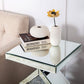 HomeRoots Diamond Mirrored Side Table in Silver Finish