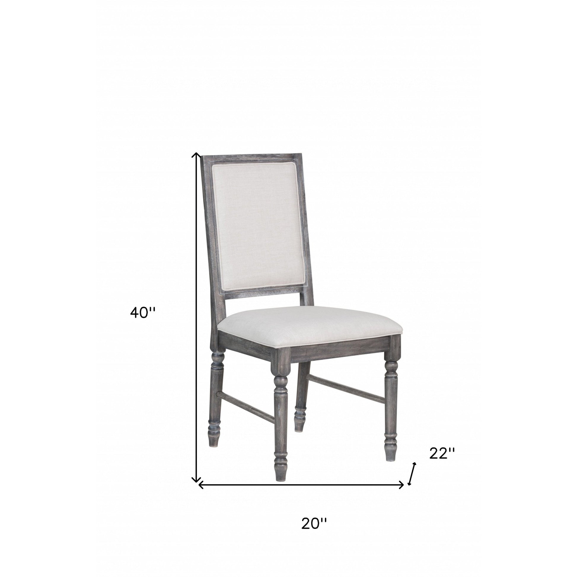 HomeRoots Dining Chairs Weathered Gray Rubberwood Legs Seat Solid Back In Set Of Two
