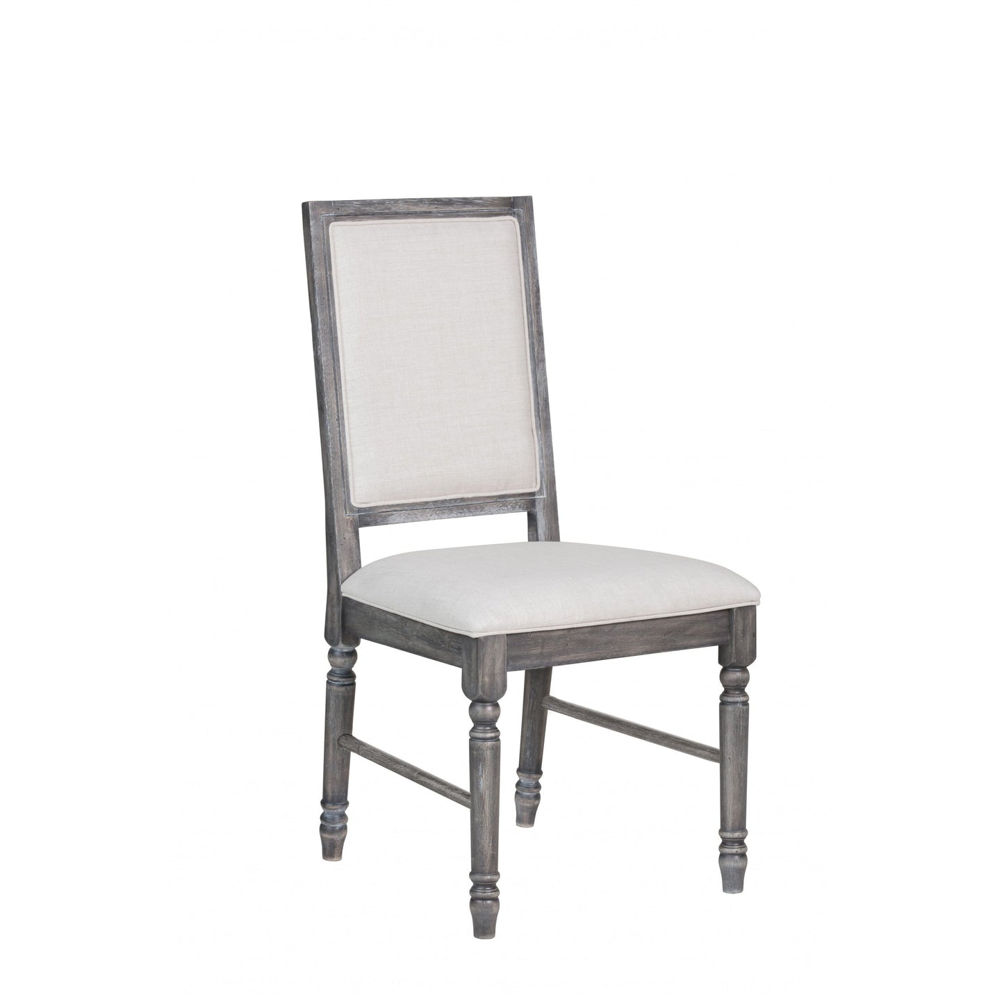 HomeRoots Dining Chairs Weathered Gray Rubberwood Legs Seat Solid Back In Set Of Two