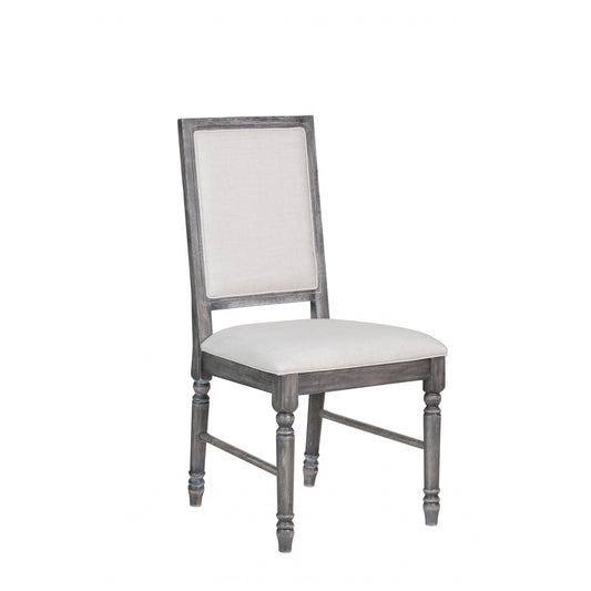 HomeRoots Dining Chairs Weathered Gray Rubberwood Legs Seat Solid Back In Set Of Two
