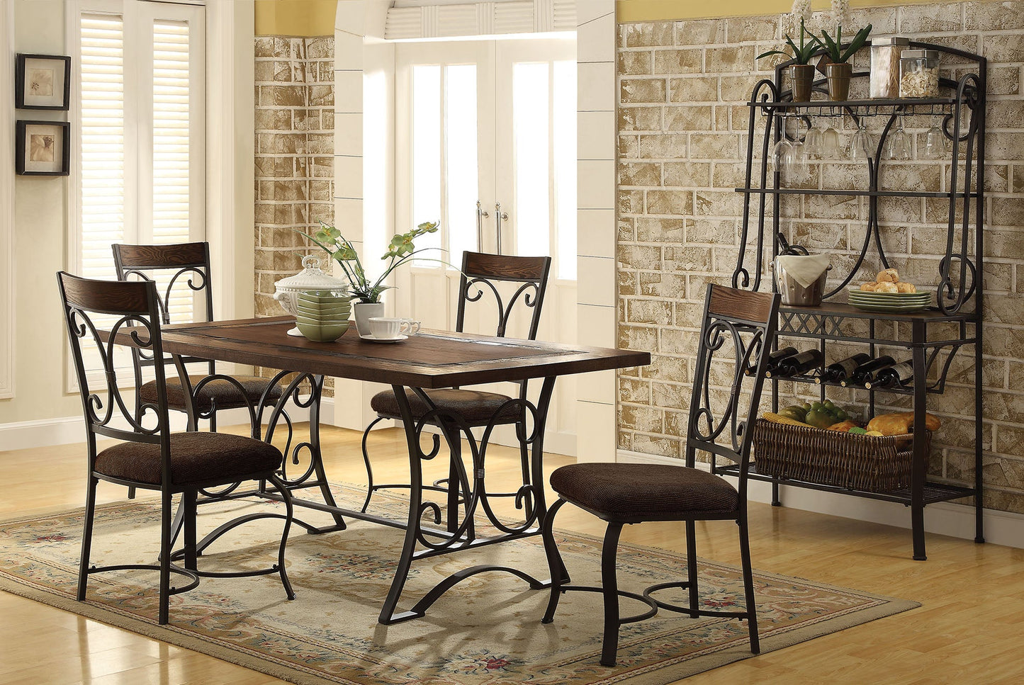 HomeRoots Dining Table Cherry Antique Black - Slate Mdf WWood Veneer Cherry Antique Black