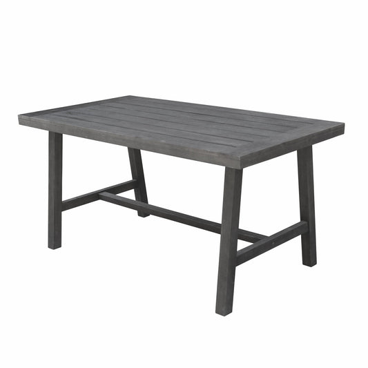 HomeRoots Dining Table With Leg Support in Dark Grey Finish