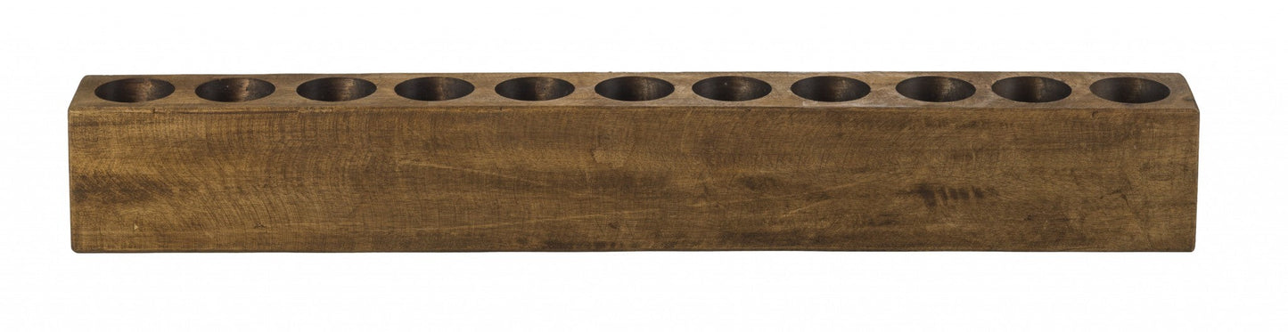 HomeRoots Distressed Maple Stain 11 Hole Sugar Mold Candle Holder
