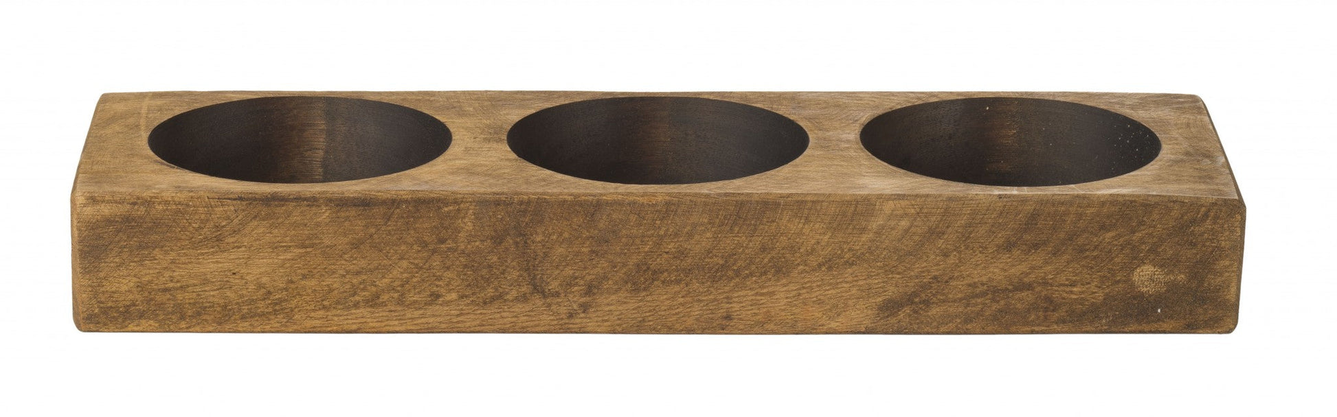 HomeRoots Distressed Maple Stain 3 Hole Cheese Mold Candle Holder