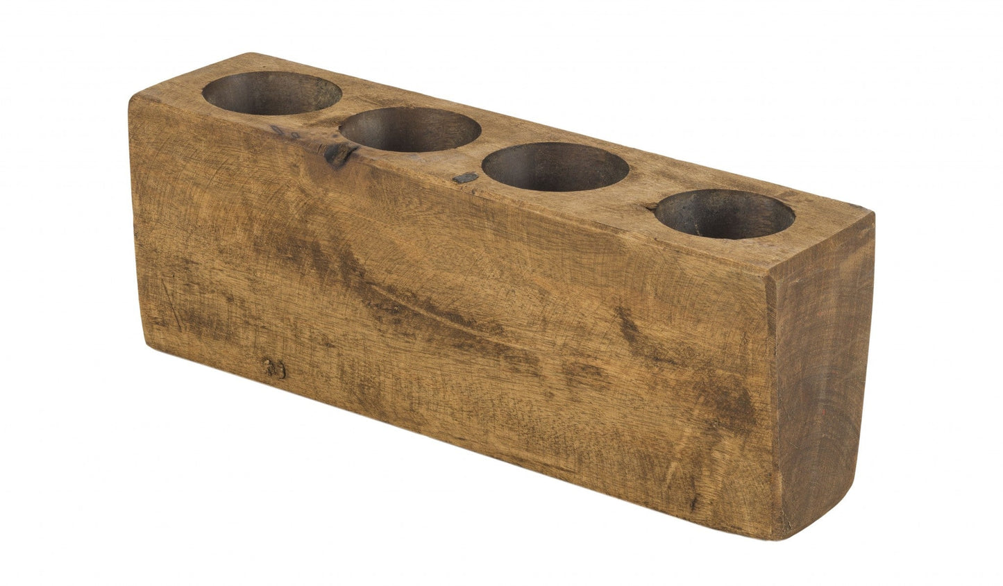 HomeRoots Distressed Maple Stain 4 Hole Sugar Mold Candle Holder