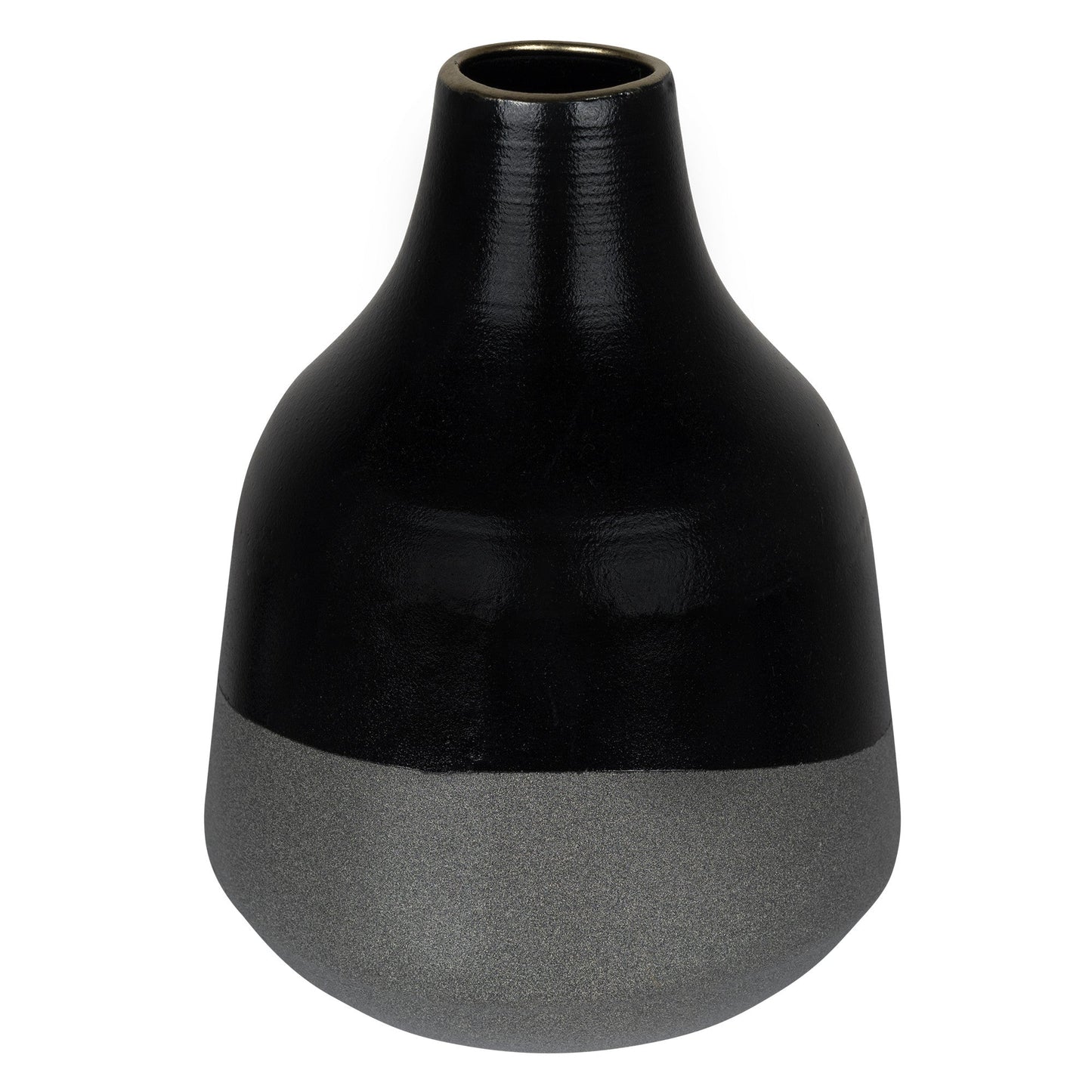 HomeRoots Dora Small Cement Gray and Black Dipped Vase
