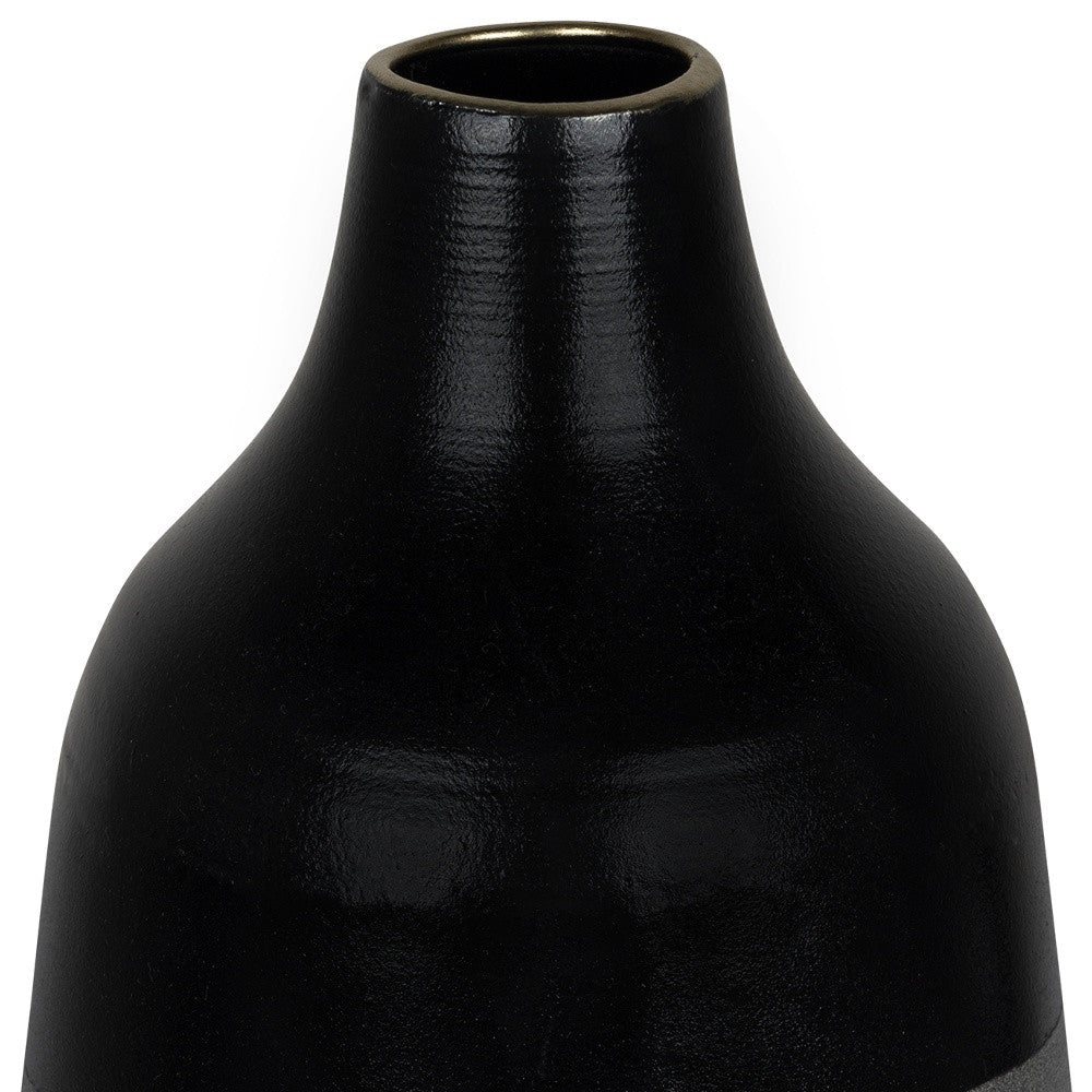 HomeRoots Dora Small Cement Gray and Black Dipped Vase