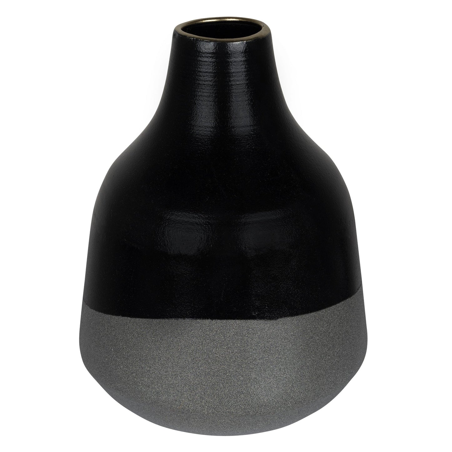 HomeRoots Dora Small Cement Gray and Black Dipped Vase