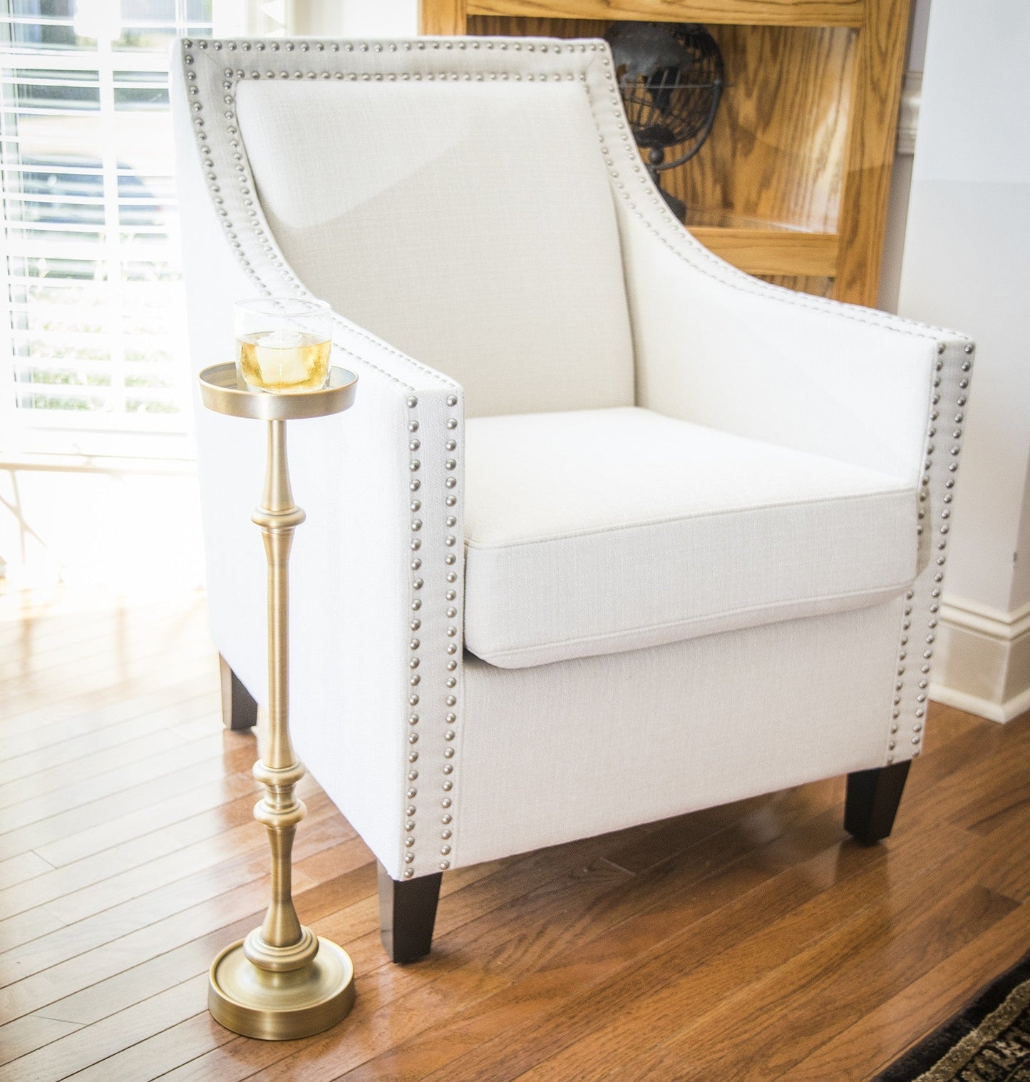 HomeRoots Drink Size Accent Table in Brushed Gold Finish