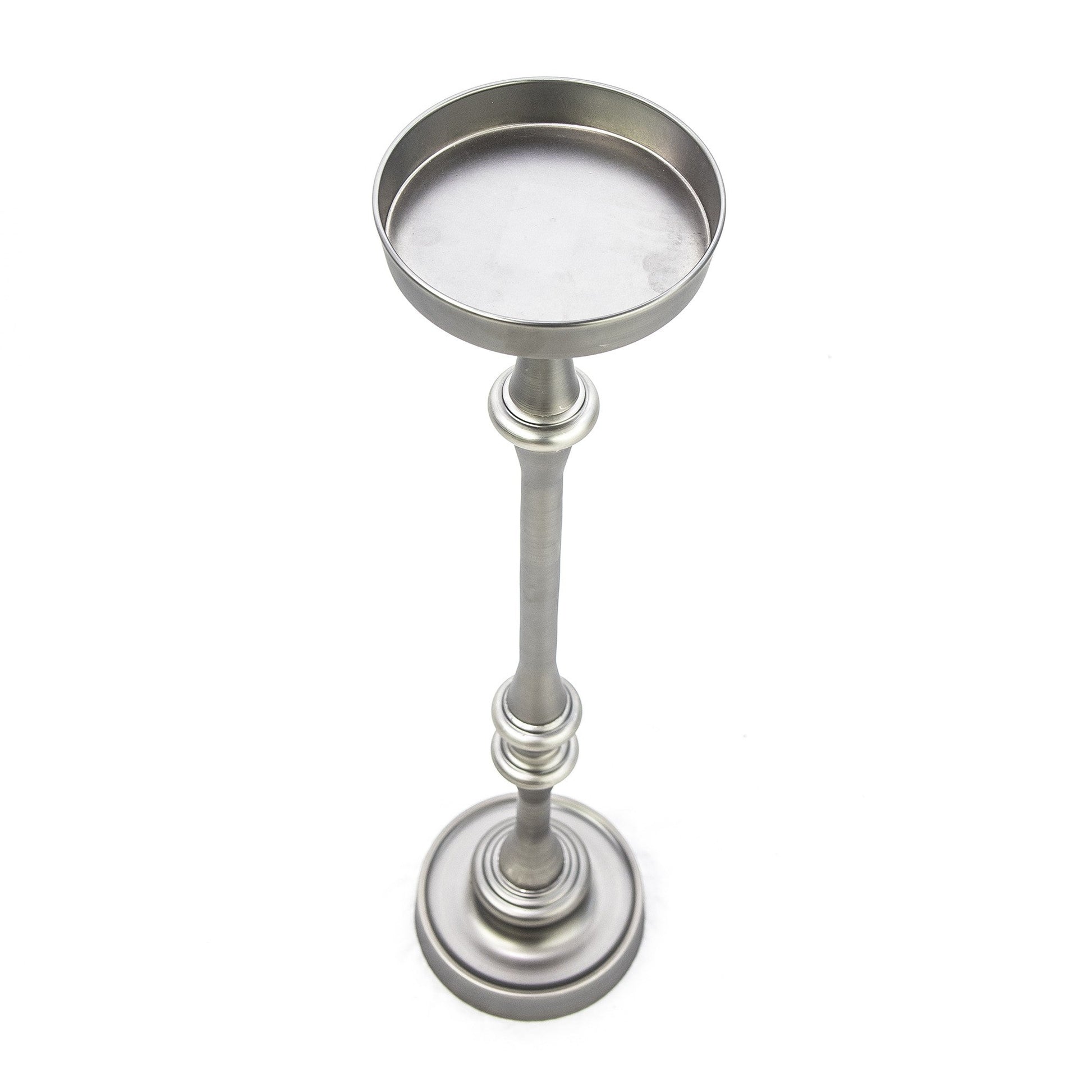 HomeRoots Drink Size Accent Table in Brushed Silver Finish