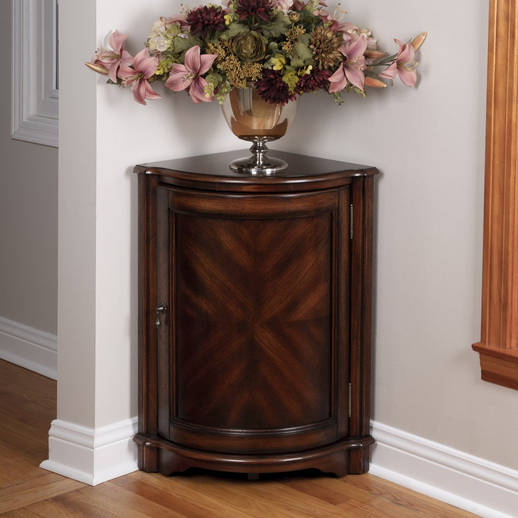HomeRoots Durham Plantation Cherry Corner Cabinet