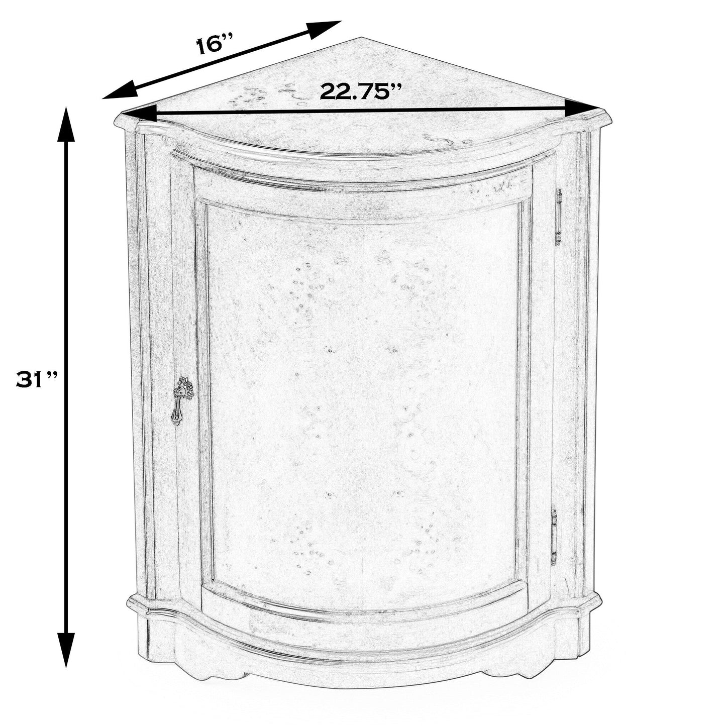 HomeRoots Durham Plantation Cherry Corner Cabinet