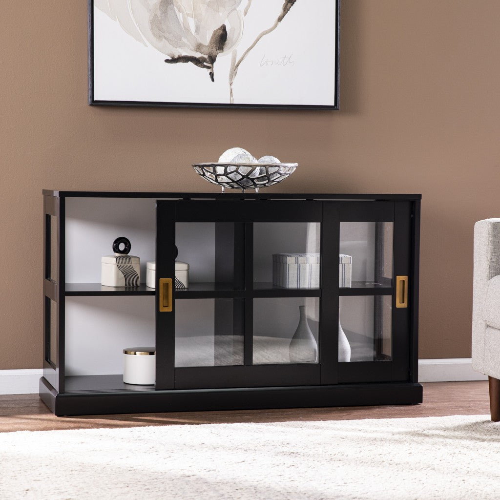 HomeRoots Dynasty Contemporary Black And White Low Curio Cabinet