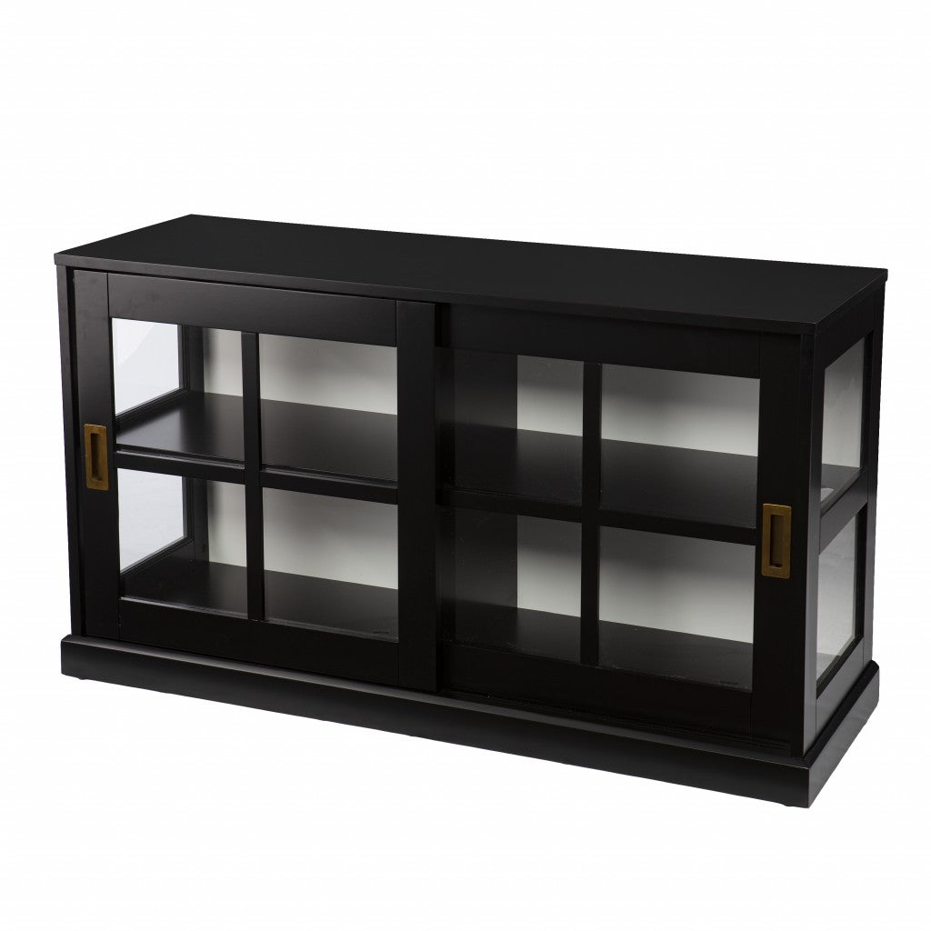 HomeRoots Dynasty Contemporary Black And White Low Curio Cabinet