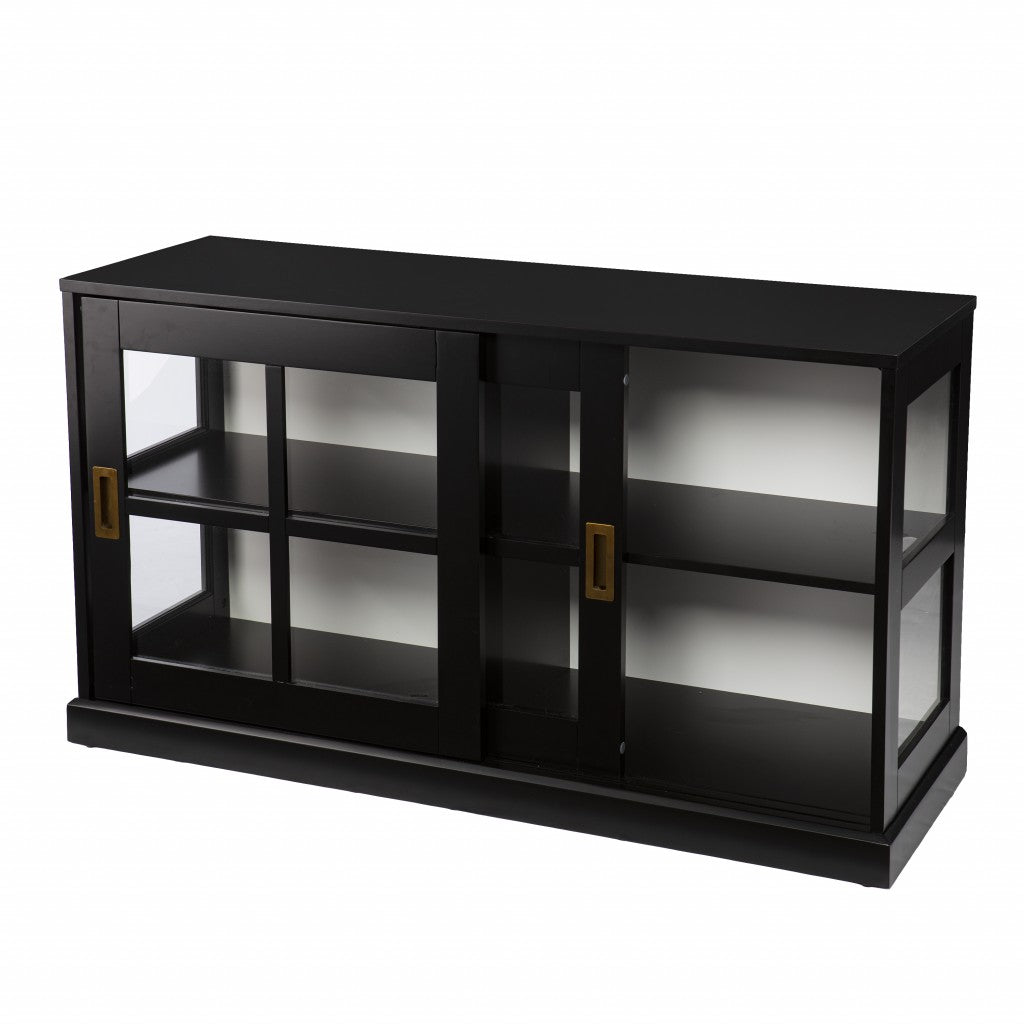 HomeRoots Dynasty Contemporary Black And White Low Curio Cabinet