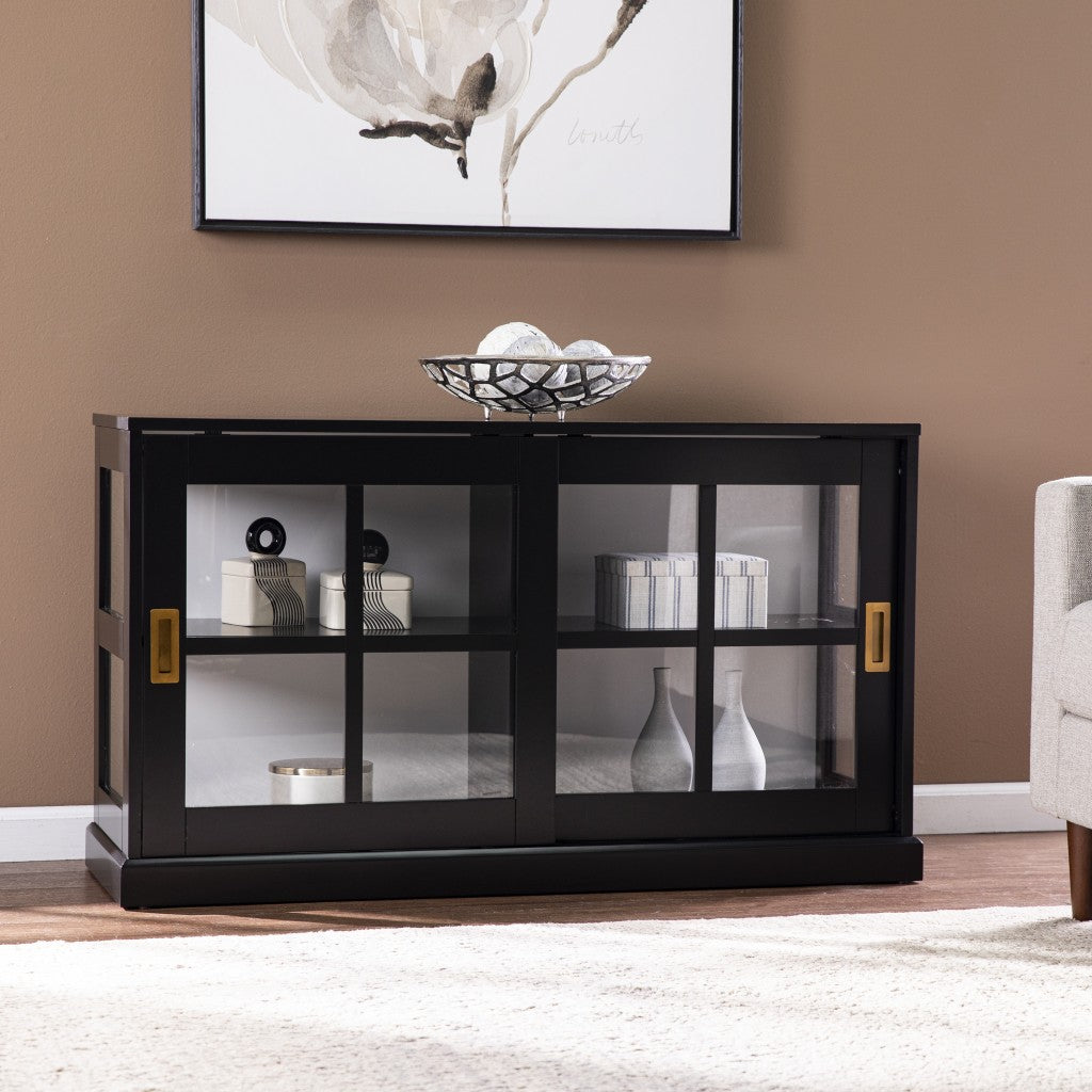 HomeRoots Dynasty Contemporary Black And White Low Curio Cabinet