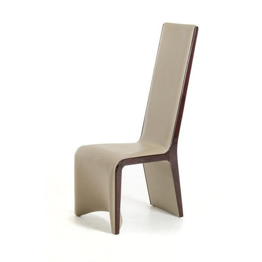 HomeRoots Ebony Wood And Taupe Leatherette Dining Chairs , Set of 2