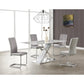 HomeRoots Elegant Marble Glass Top Dining Table with x Base Stainless Steel Accents