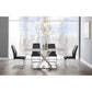 HomeRoots Elegant Marble Glass Top Dining Table with x Base Stainless Steel Accents