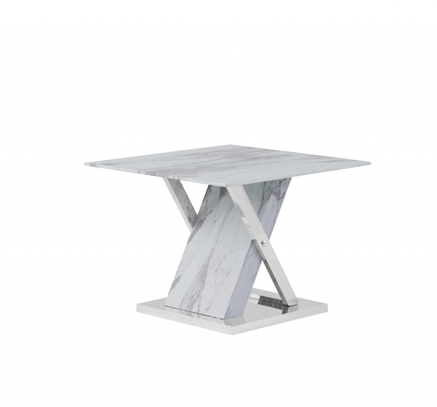 HomeRoots Elegant Marble Glass Top End Table