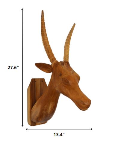 HomeRoots Elk Head Traditional Teak Root Wall Décor