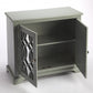 HomeRoots Ellena Gray Mirrored 2 Door Accent Cabinet