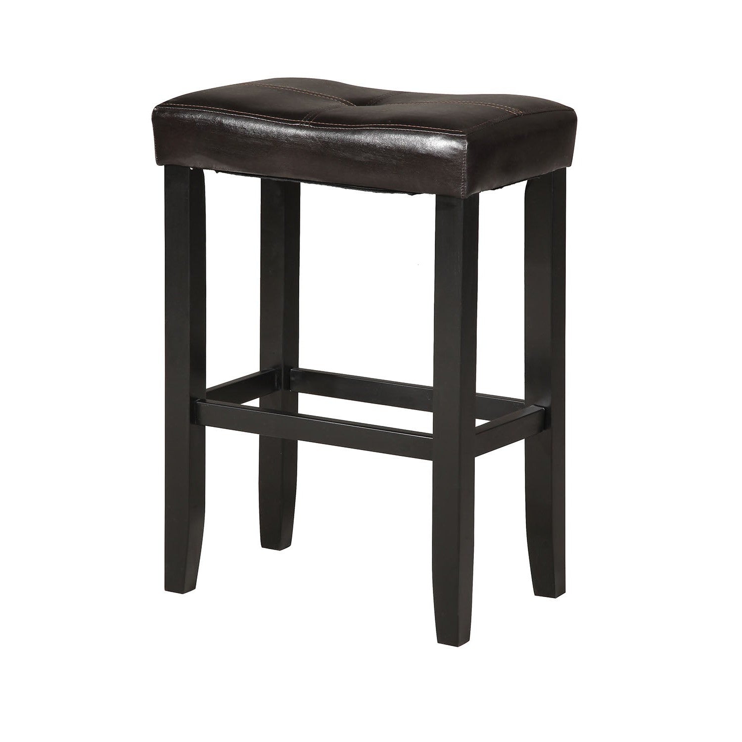 HomeRoots Espresso Pu And Black Bar Stool In Set Of Two