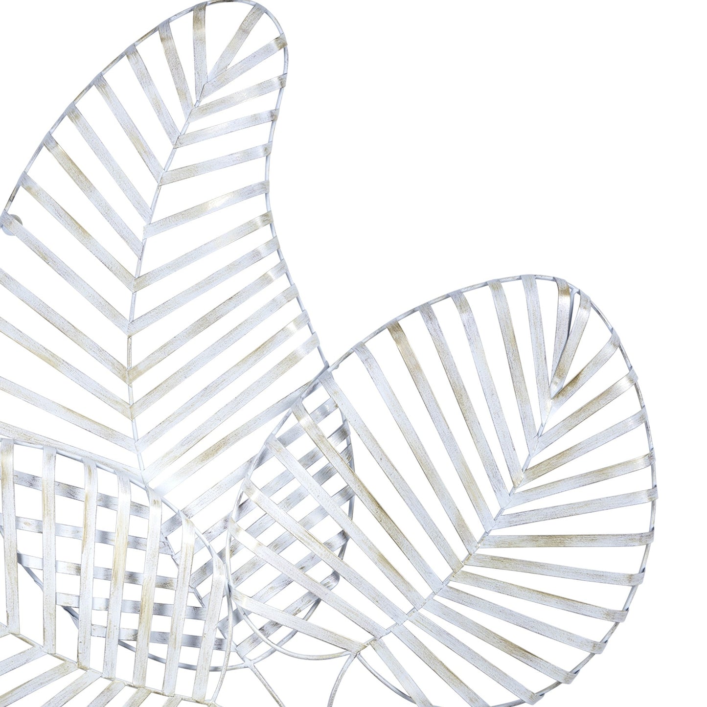 HomeRoots Fanned White Metal Leaf Wall Decor
