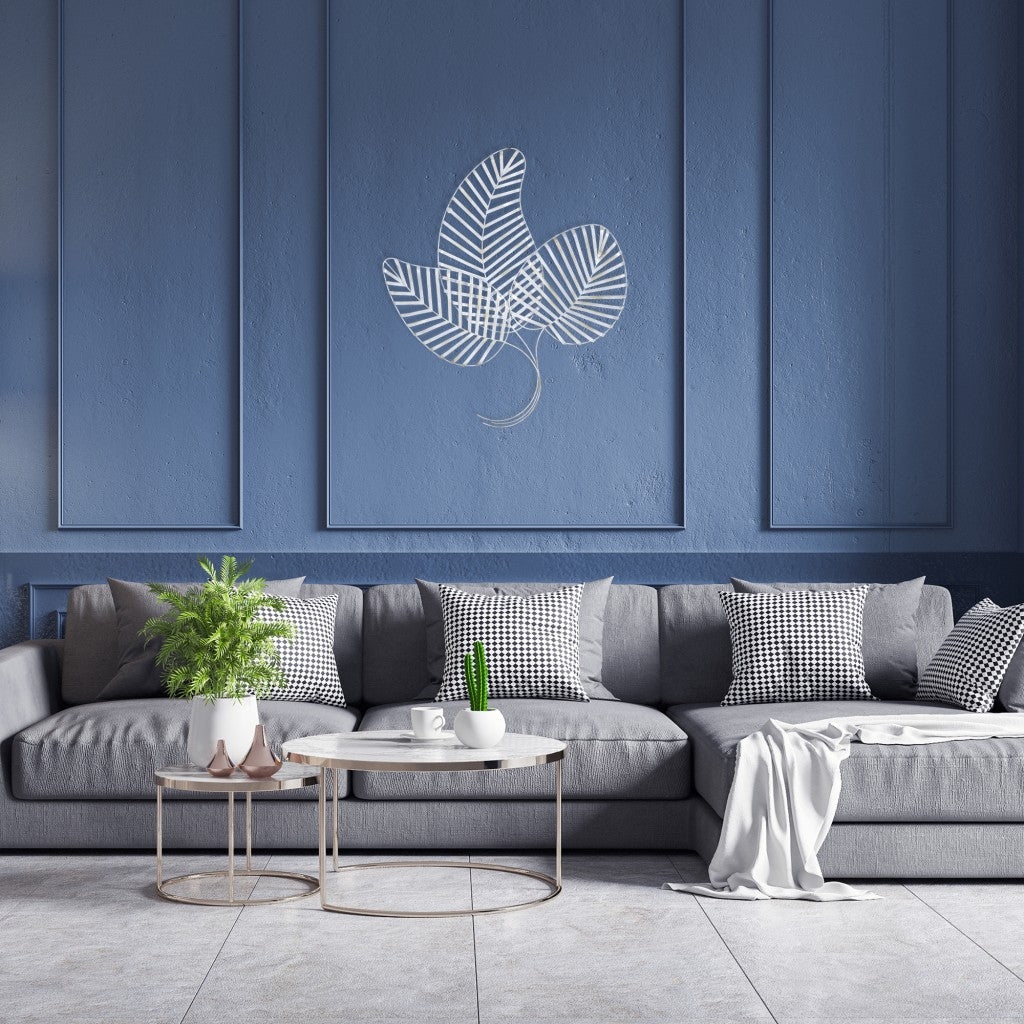 HomeRoots Fanned White Metal Leaf Wall Decor