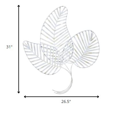 HomeRoots Fanned White Metal Leaf Wall Decor