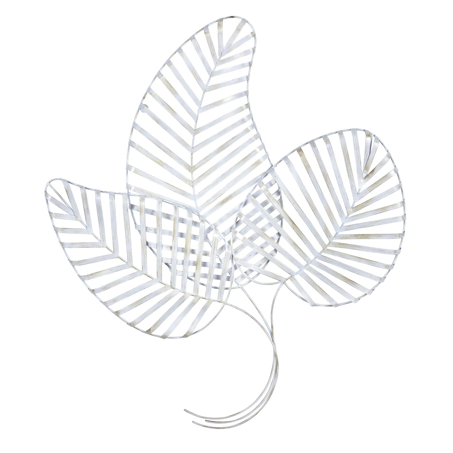 HomeRoots Fanned White Metal Leaf Wall Decor